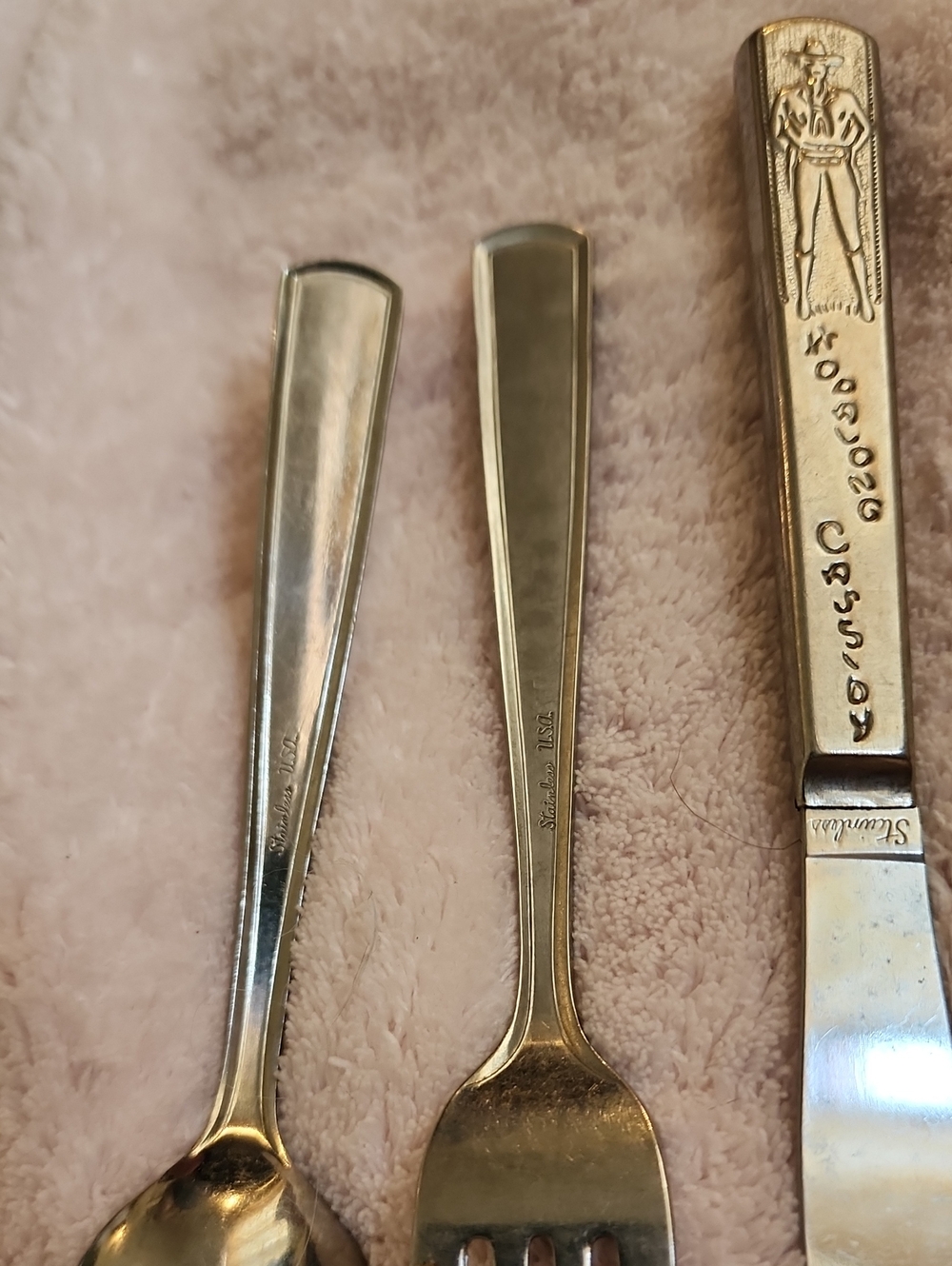 Hopalong Cassidy 3 Piece 1950's Stainless Set. - Picture 3 of 9